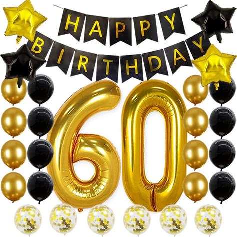 60th Birthday Party Decorations Black Gold Balloon Numbers Etsy