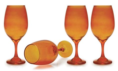 Orange Tinted Wine Glasses Circleware Moonlight 4 Piece Colored Glass