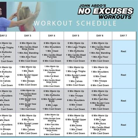 Bodyfx No Excuses 6 Min Body Calendar No Excuses Workout Workout