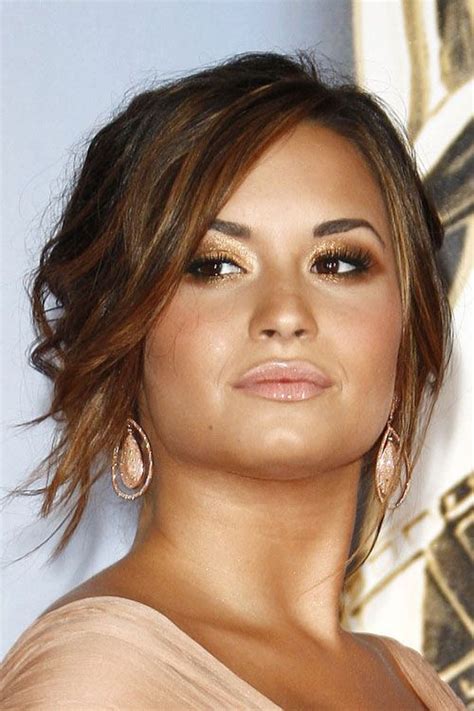 Demi Lovato Wavy Medium Brown Updo Hairstyle Steal Her Style Demi