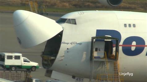 Opening Of Nose Freight Door Of Polar Air Cargo Boeing 747 46n Youtube