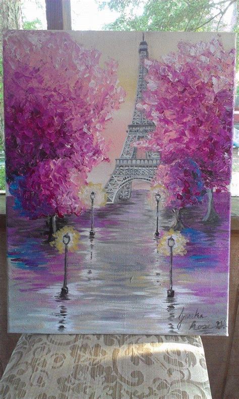 Eiffel Tower In Acrylic On 16x20 Canvas Jessika Rose 2015