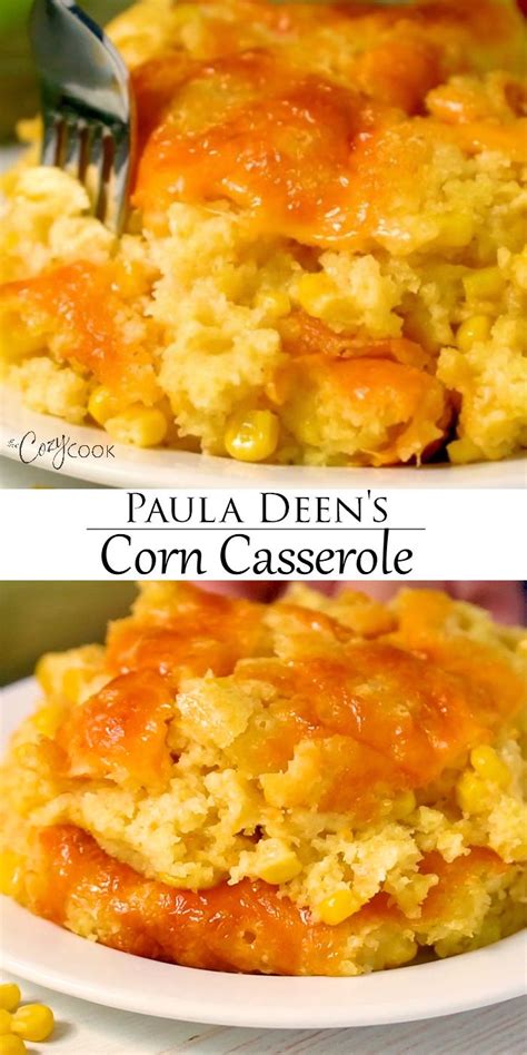 In a large bowl, stir together the 2 cans of corn, corn muffin mix, sour cream, and melted butter. This easy corn casserole recipe from Paula Deen requires a ...