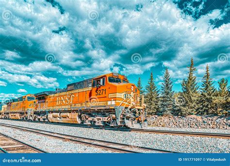 Freight Train Bnsf Railway Companies On A Sunny Day In Arizona