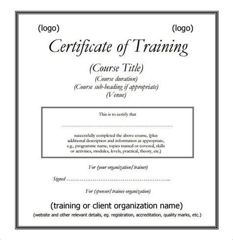 Free 28 Training Certificate Templates In Ai Indesign Ms Word