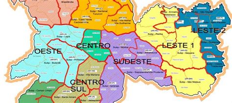 Mapa da cidade de São paulo e subprefeituras DF PROJETOS