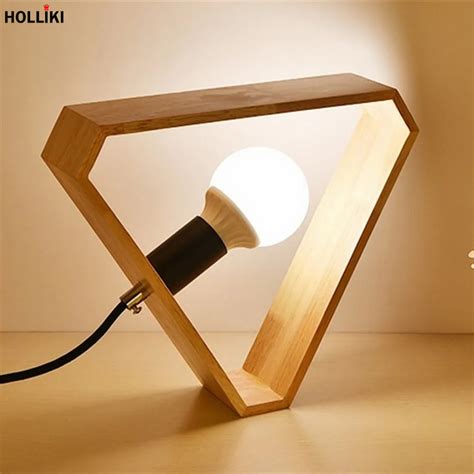 Led Wood Desk Table Lamp With Bulb Retro Classical Design Energy Saving