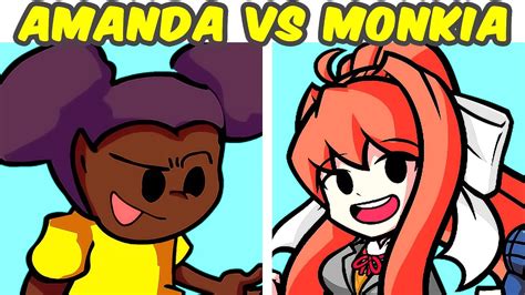 friday night funkin vs amanda the adventurer vs monika glitchy rivals fnf mod youtube