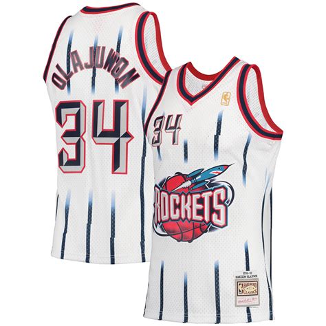 Mens Mitchell And Ness Hakeem Olajuwon White Houston Rockets 1996 97