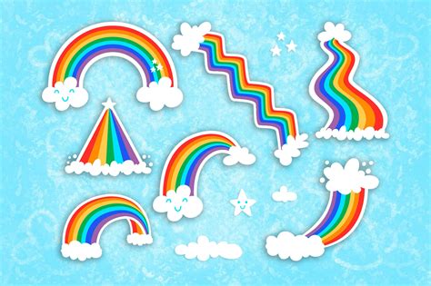 Rainbow Svg Vector Cartoon Cute Rainbow Clipart Cloud Etsy Uk