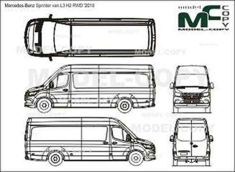 Mercedes Benz Sprinter Van L3 H2 Rwd 2018 2d Drawing Blueprints