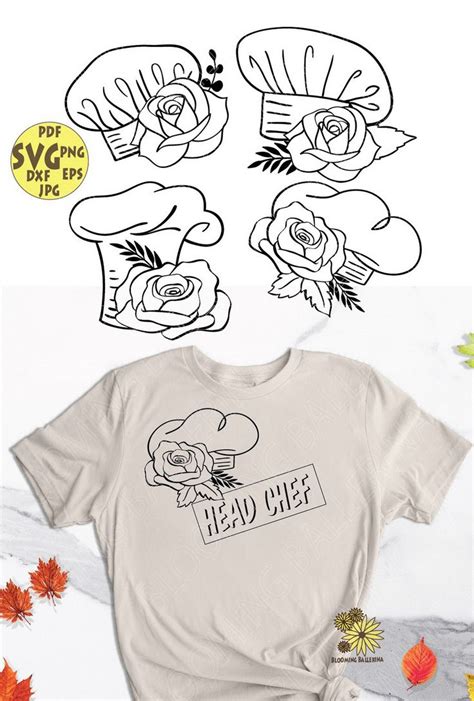 Bundle Flower Chefs Hats With Roses And Leaves Svg File Etsy Uk