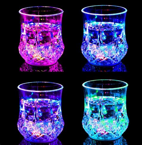 4pcs Flash Light Up Cups Glasses Led Automatic Water Liquid Activated Led Wine Glasses Party