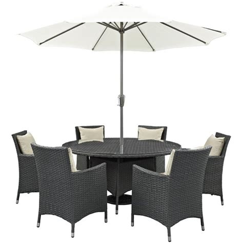 5mm thick ripple design glass top with 1.5 edge Pemberly Row 8 Piece Patio Dining Set with Umbrella in ...