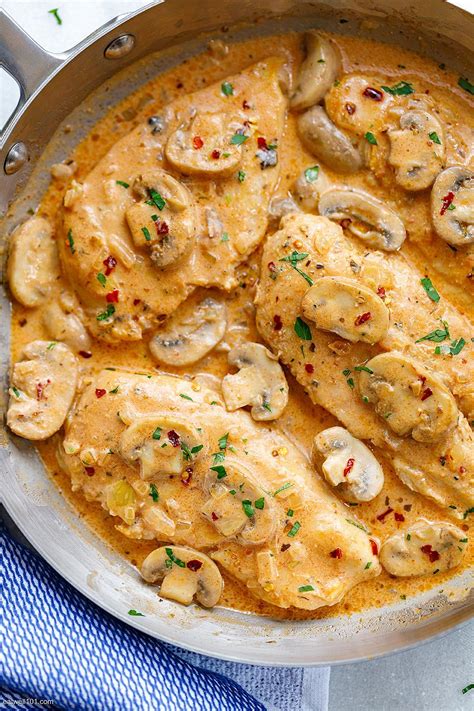 Creamy Garlic Parmesan Chicken Breasts﻿ Recipe With Mushrooms Chicken Breasts Recipe Braised