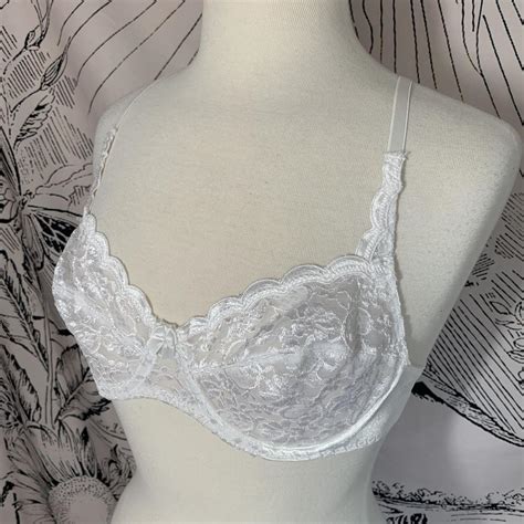 white lace see through bra this bra is in perfect depop