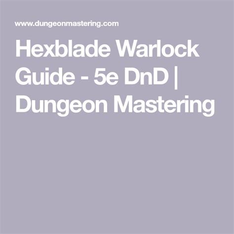 Hexblade Warlock Guide 5e Dnd