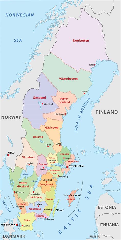 Suecia Mapa Suecia Y Los Paises Vecinos Mapa Administrativo Europa