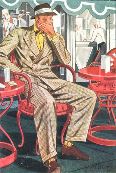 Illustration By Laurence Fellows 1935 Seersucker 1940s Mens Fashion