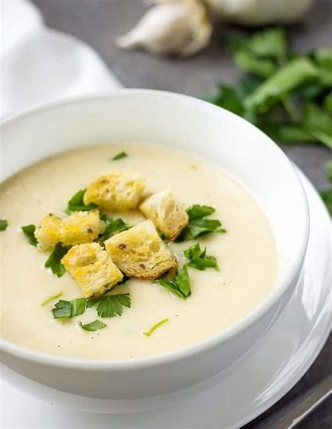 Austrian Garlic Soup With Croutons Lavender And Macarons