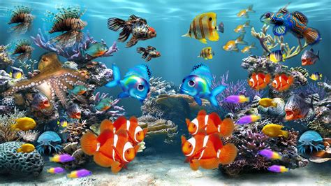 Fish Tank Moving Desktop Backgrounds Aquarium Colors Screensaver