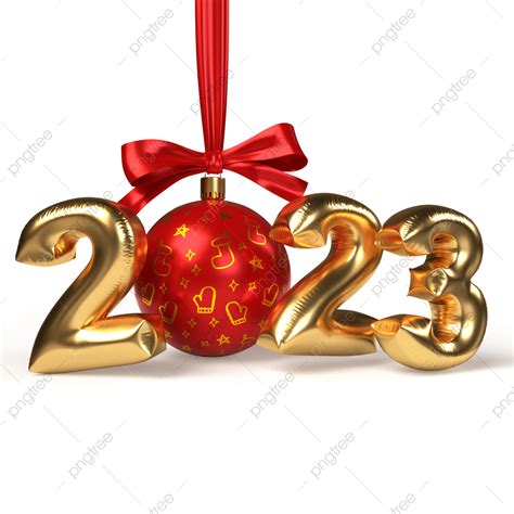 Happy New Year 2023 Gold Letters With A Christmas Toy On Transparent