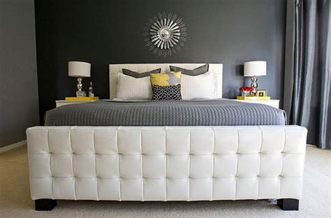 We may earn commission on some of the items you choose to buy. modern bedroom with yellow, grey and white color scheme ...