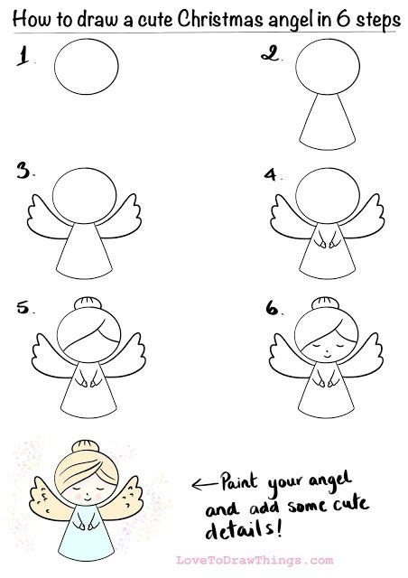 How To Draw A Cute Christmas Angel In 6 Steps Dessin Noel Dessin De