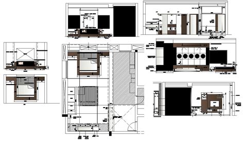 Plan And Elevation Of Bedroom Interior 2d View Cad Block Layout File In
