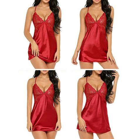 Uk Womens Sexy Lingerie Satin Silk Set Ladies Nightwear Etsy