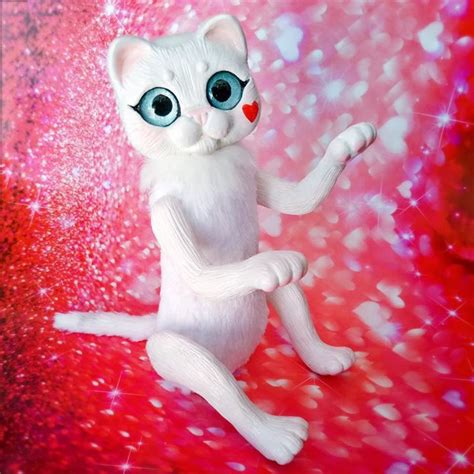 Cat Doll Poseable White Kitten By Fleurdelapin Cat Doll Kitten