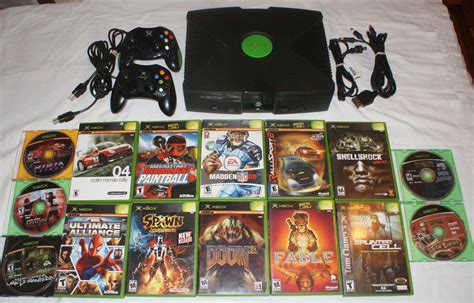 Microsoft Xbox Original Console Lot 2 Controllers 15 Games