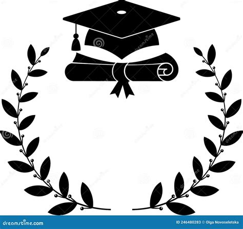 Graduation Logo Laurel Wreath University Graduate Cap Stock Vector