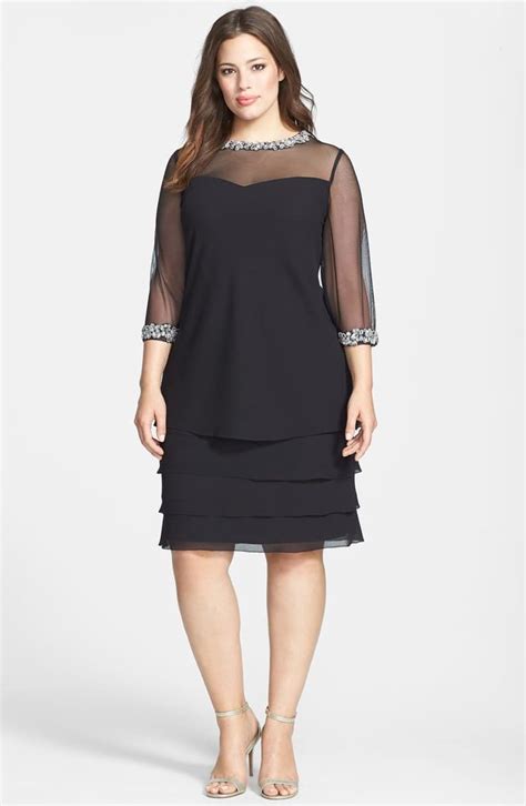 Alex Evenings Embellished Tiered Shift Dress Plus Size Nordstrom In 2020 Plus Size Outfits