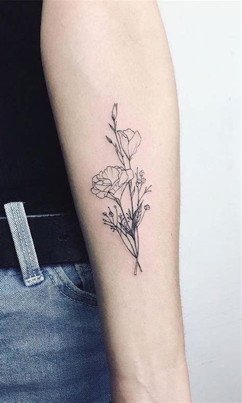 Simple Black Wild Rose Kleine Unterarm Tattoo Ideen Für Frauen Nette