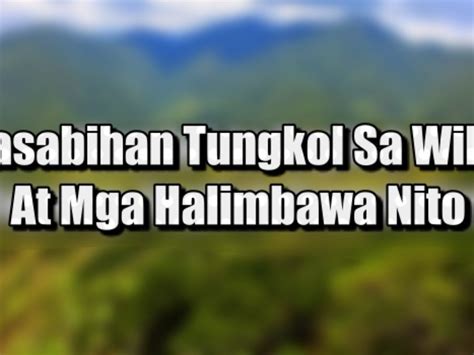 Mga Kasabihan Tungkol Sa Wikang Filipino