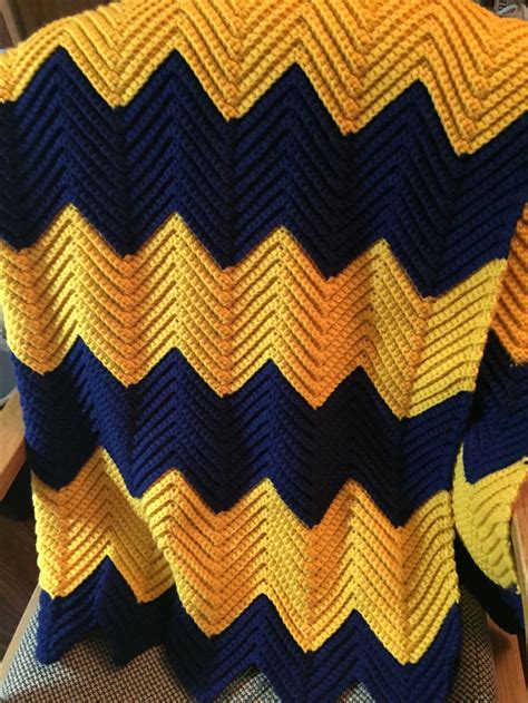 Daughters Ks College Rippled Afghan Close Up Crochet Ripple Blanket