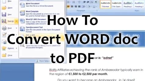 How To Convert A Word 2007 Docx Document To A Pdf Word To Pdf Youtube