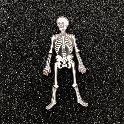 Image Of Skeleton Pin Memento Mori Spooky Pins Glow In The Dark