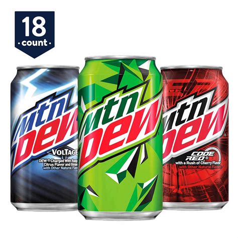 Mountain Dew Variety Pack Original Code Red Voltage 12 Oz 18 Pack