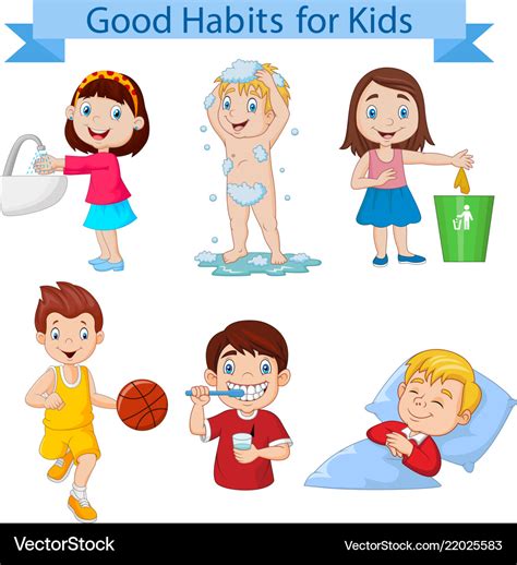 Good Habits Collection For Kids Royalty Free Vector Image