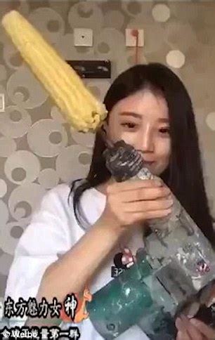 Chinese Woman Eating Corn With A Drill Releases Video Of Herself Receiving Treatment Daily