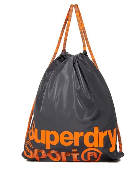 Mens Drawstring Sports Bag In Greyfluro Orange Superdry