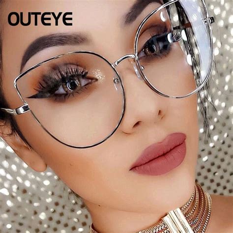 Womens Mens Large Oversized Metal Frame Clear Lens Cat Eye Circle Eye Glasses Us Cat Eye