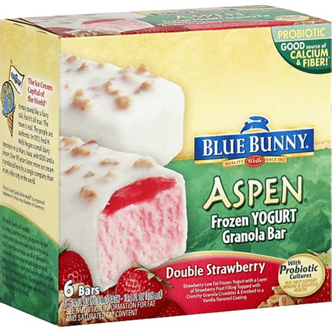 Blue Bunny Aspen Frozen Yogurt Granola Bar Double Strawberry Ice