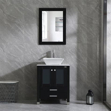 Wonline 24 Inch Bathroom Vanity Wood Cabinet Double Vessel Sink Above