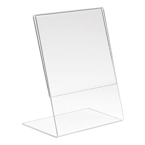 5 1 2 w x 7 h clear acrylic sign holder with slant back profile