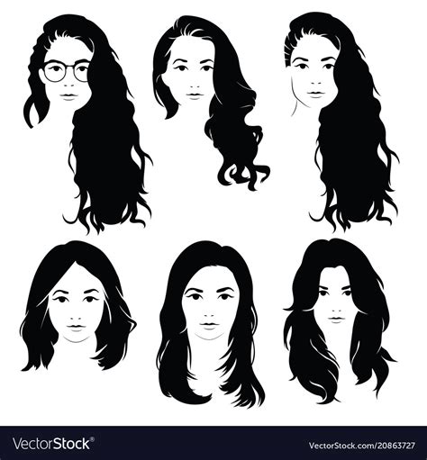 Set Of Hairstyles For Women Collection Of Black Vector Image