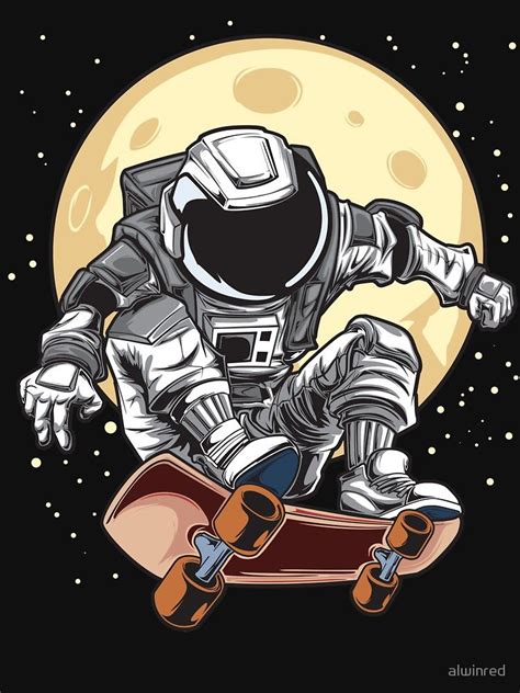 Skate In Space Astronaut Skateboard Essential T Shirt By Alwinred