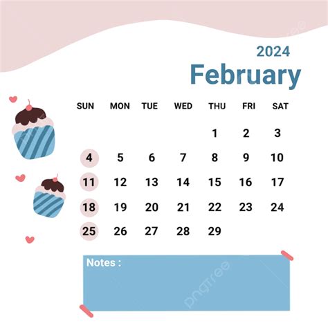 February Monthly Calendar Cute Calendar Monthly Calendar 2024 Png